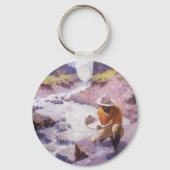  cowboy, Panning Gold, Wyoming van Leigh Sleutelhanger (Achterkant)