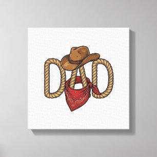 Cowboy Papa Touw Hoed Bandana Vintage Gravure Desi Canvas Afdruk