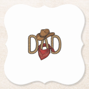 Cowboy Papa Touw Hoed Bandana Vintage Gravure Desi Kartonnen Onderzetters