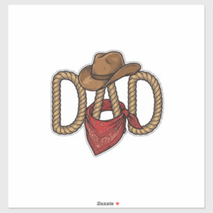 Cowboy Papa Touw Hoed Bandana Vintage Gravure Desi Sticker