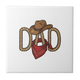 Cowboy Papa Touw Hoed Bandana Vintage Gravure Desi Tegeltje