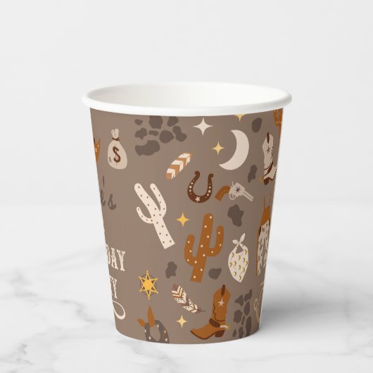 Cowboy Party Cups | Westerne kopjes Papieren Bekers (Achterkant)
