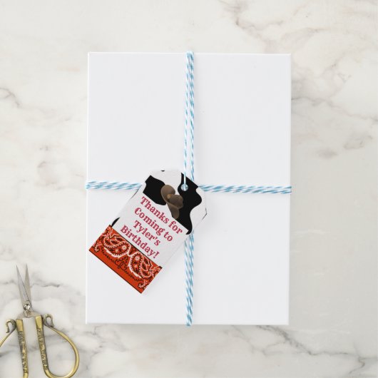 Cowboy Party Favor Label Cadeaulabel (Met Touw)