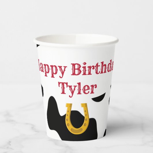 Cowboy Party gepersonaliseerd Papieren Bekers (Links)