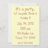 Cowboy Party Kaart (Achterkant)