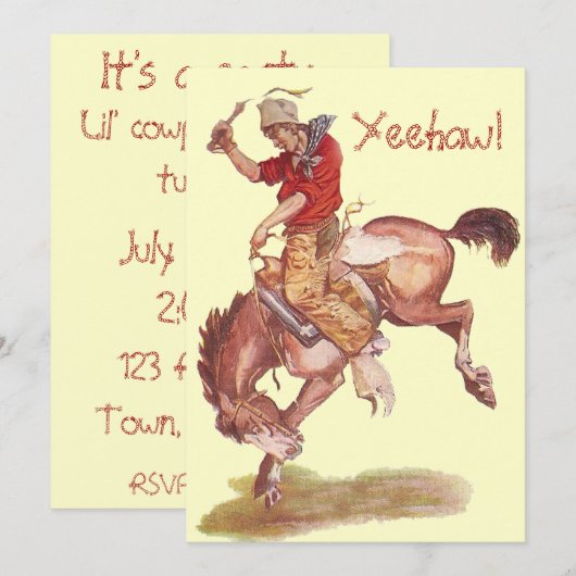 Cowboy Party Kaart (Voorkant / Achterkant)