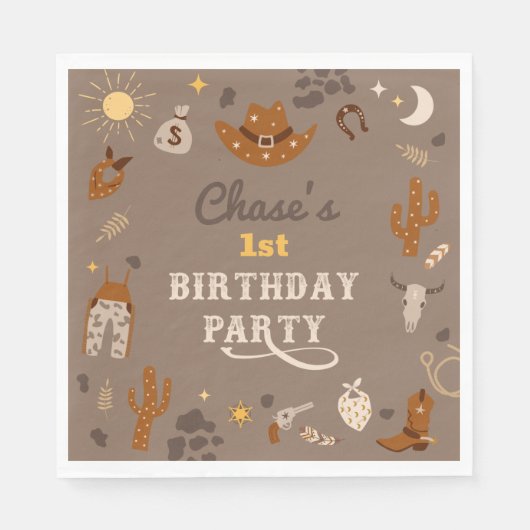 Cowboy Party Napkins | Westerne partij Napkins Servet (Voorkant)