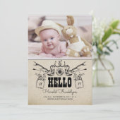 Cowboy Pasgeboren Baby Foto Geboorteaankondiging Aankondiging (Staand voorkant)