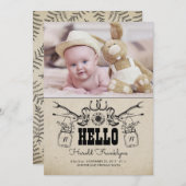 Cowboy Pasgeboren Baby Foto Geboorteaankondiging Aankondiging (Voorkant / Achterkant)