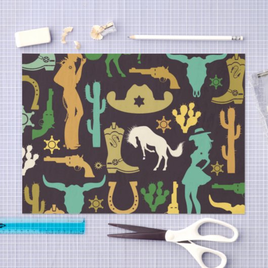 Cowboy Pattern Tissuepapier (Craft)
