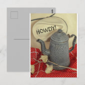 Cowboy pet aan tafel met de koffiepot briefkaart (Voorkant / Achterkant)