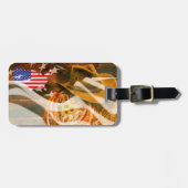 Cowboy Pet American Flag Sunrays Bagagelabel (Voorkant horizontaal)