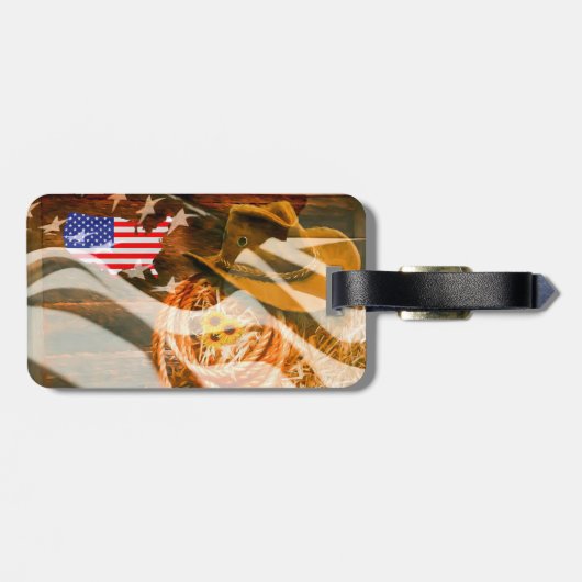 Cowboy Pet American Flag Sunrays Bagagelabel (Achterkant horizontaal)
