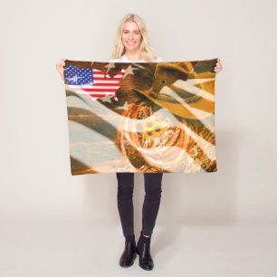 Cowboy Pet American Flag Sunrays Fleece Deken