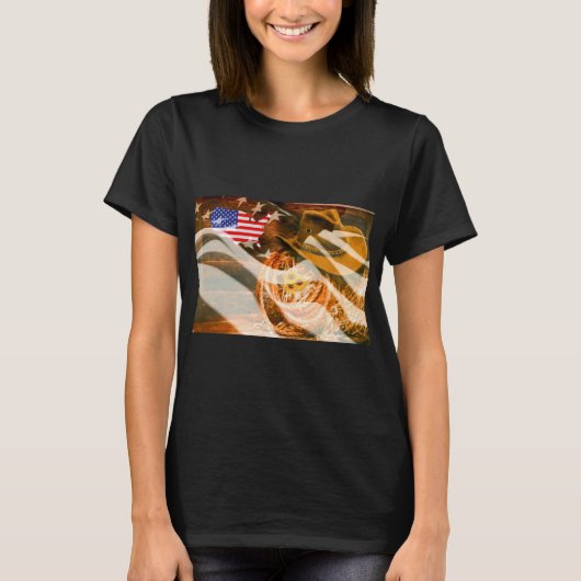 Cowboy Pet American Flag Sunrays T-shirt (Voorkant)