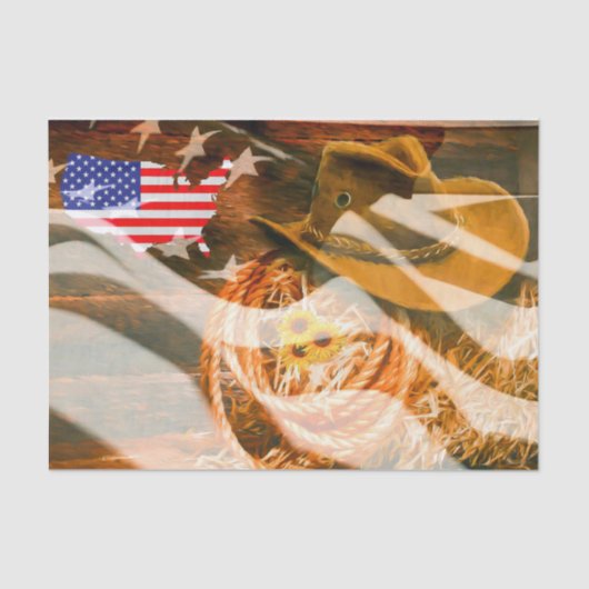 Cowboy Pet American Flag Sunrays Tissuepapier (Voorkant)