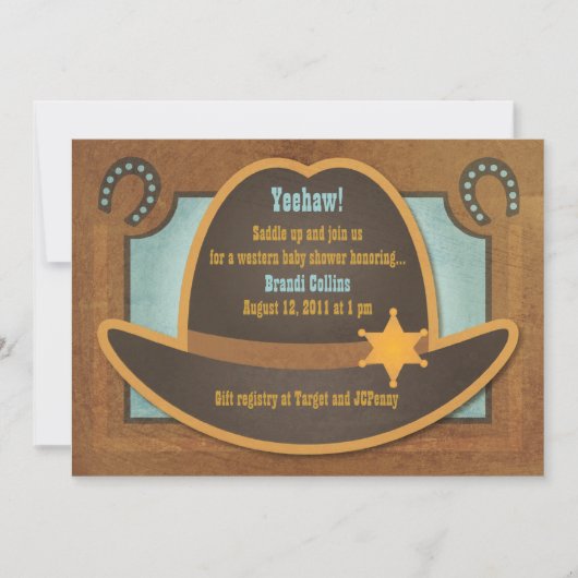 Cowboy-Pet - Blauw - Babyschoenen Kaart (Voorkant)