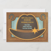 Cowboy-Pet - Blauw - Babyschoenen Kaart (Achterkant)