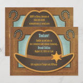 Cowboy-Pet - Blauw - Babyschoenen Kaart (Voorkant / Achterkant)