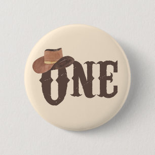Cowboy Pet dacht aan een eerste verjaardag Ronde Button 5,7 Cm