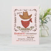 Cowboy Pet en Bandana Invitation Kaart (Staand voorkant)