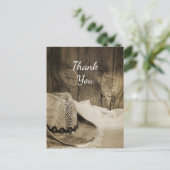 Cowboy Pet en Barn Wood Country Weddenschap Dank j Briefkaart (Staand voorkant)