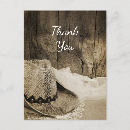 Cowboy Pet en Barn Wood Country Weddenschap Dank j Briefkaart (Voorkant)