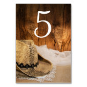 Cowboy Pet en Barn Wood Wedding Table Numbers Kaart (Achterkant)
