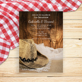 Cowboy Pet en Barn Wood Western Engagement Party Kaart