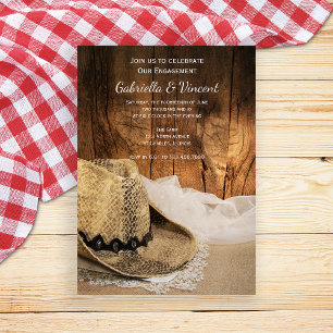 Cowboy Pet en Barn Wood Western Engagement Party Kaart