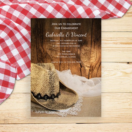 Cowboy Pet en Barn Wood Western Engagement Party Kaart