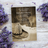 Cowboy Pet en Barn Wood Western Engagement Party Kaart