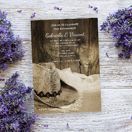 Cowboy Pet en Barn Wood Western Engagement Party Kaart