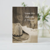 Cowboy Pet en Barn Wood Western Weddenschap Dank j Bedankkaart (Staand voorkant)