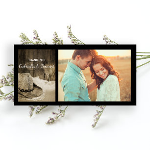 Cowboy Pet en Barn Wood Western Weddenschap Dank j Bedankkaart