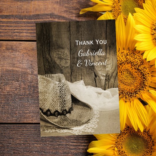Cowboy Pet en Barn Wood Western Weddenschap Dank j Bedankkaart