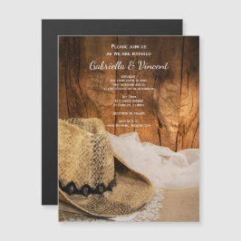 Cowboy Pet en Barn Wood Western Wedding Magnetische Uitnodiging
