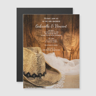 Cowboy Pet en Barn Wood Western Wedding Magnetische Uitnodiging
