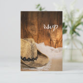 Cowboy Pet en Barn Wood Western Wedding RSVP Kaart (Staand voorkant)
