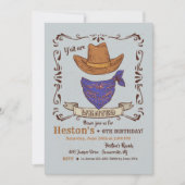 Cowboy Pet en Blue Bandana 2 Uitnodiging (Voorkant)