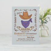 Cowboy Pet en Blue Bandana 2 Uitnodiging (Staand voorkant)