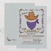 Cowboy Pet en Blue Bandana 2 Uitnodiging (Voorkant / Achterkant)