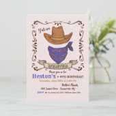 Cowboy Pet en Blue Bandana Invitation Kaart (Staand voorkant)