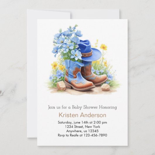 Cowboy Pet en Boots Baby shower Kaart (Voorkant)