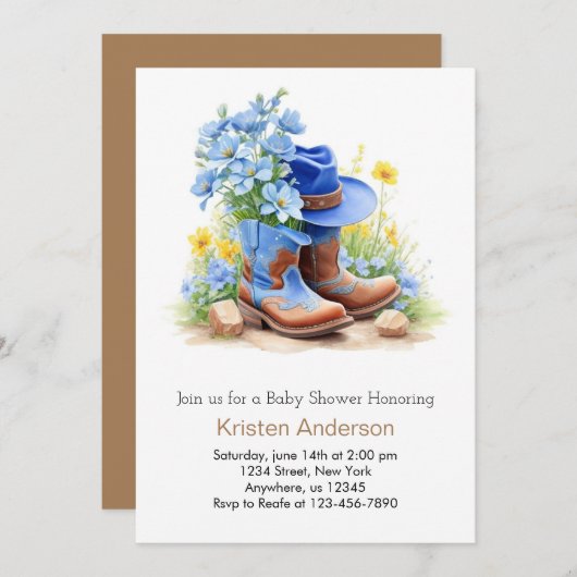 Cowboy Pet en Boots Baby shower Kaart (Voorkant / Achterkant)