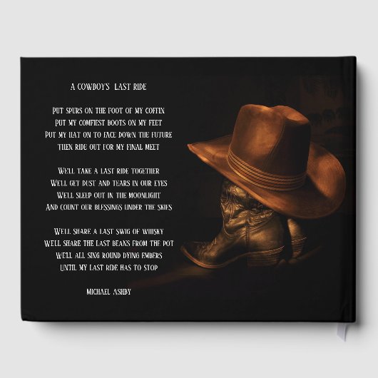 Cowboy Pet en Boots Celebration of Life Gastenboek (Achterkant)