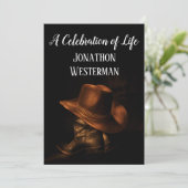 Cowboy Pet en Boots Celebration of Life Kaart (Staand voorkant)