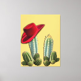 Cowboy Pet en Cactus Canvas Afdruk