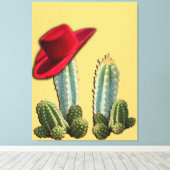 Cowboy Pet en Cactus Canvas Afdruk (Insitu (Houten vloer))