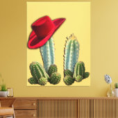 Cowboy Pet en Cactus Canvas Afdruk (Insitu (Woonkamer))
